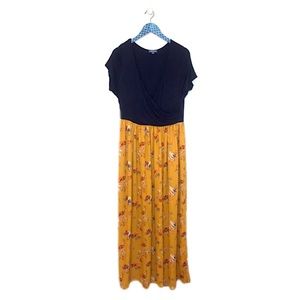 Modcloth Black and Yellow Floral Maxi Dress